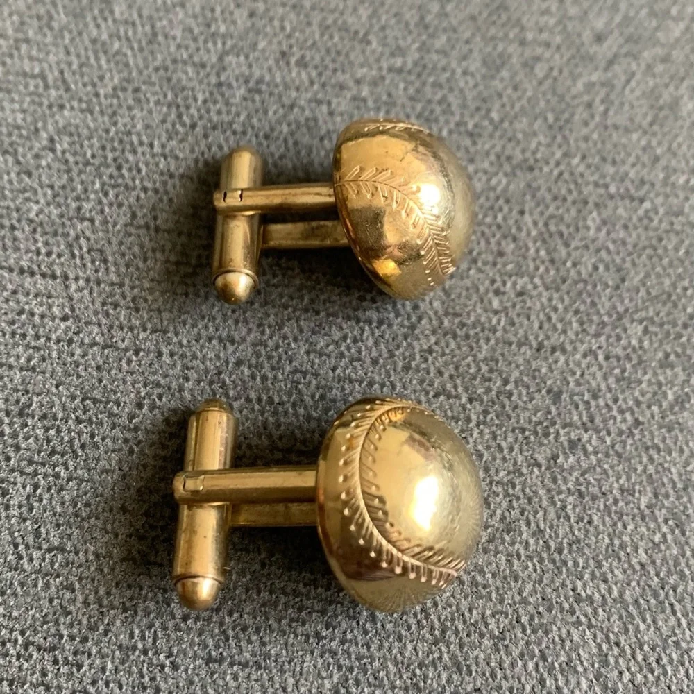 Baseball Gold Tone Cuff Links